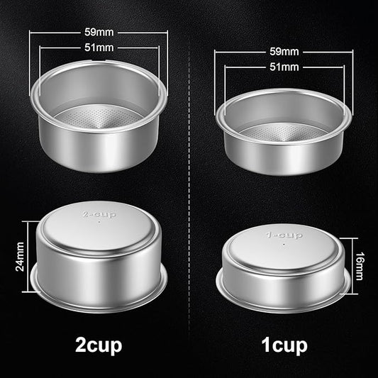 51mm Portafilter Basket Double Layer Pressurized Filter Basket Stainless Steel Coffee Portafilter Basket Espresso Filter Basket