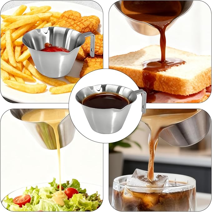 1 Pcs Stainless Steel Espresso Cups with Handle, V-Shaped Double Spout & Dual Scale, 3.4OZ/100ML Precision Measuring Shot Glasses (Silver)