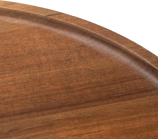 Round Wood Tray, Acacia Wooden Decorative Serving Tray for Coffee Table and Home Decor, Wooden Appetizer Charcuterie Board for Kitchen Countertop (11.8 inch)