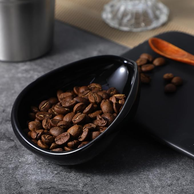 Black Coffee Bean Dosing Cup, Multi-Use Coffee Bean Weighing Container Precision Measuring Spoon for Espresso, Coffees Beans, Tea & Nuts (Black)