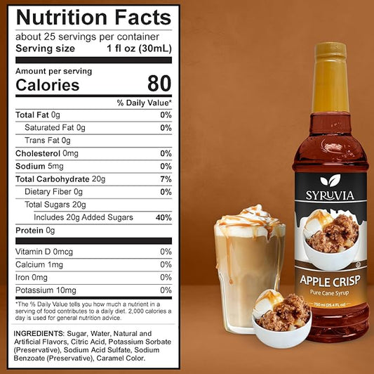 Syruvia Holiday Syrup Apple Crisp - 25.4oz - Flavor Holiday Gift Set, Gluten-Free, Kosher With Pump