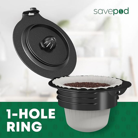 Savepod Pods Replacement Ring, Savepod Coffee Filter Dispenser, Reusable Pod Alternative, Single Serve Coffee Machine, Compatible with Keurig and K-Cup Brewers, Food Grade, BPA Free, 1 Hole