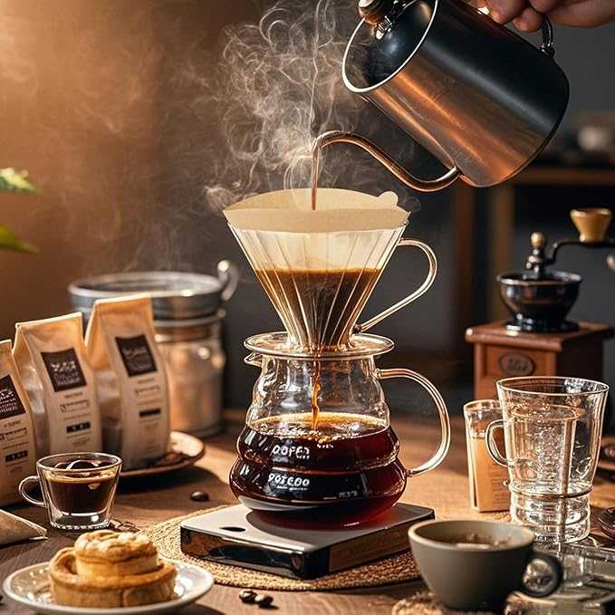 200 Count Unbleached Coffee Filters Natural Brown Cone Coffee Filter Paper for 3–8 Cup Drip Coffee Maker, Disposable Paper Coffee Filters for Pour Over Brewer & Coffee Machine