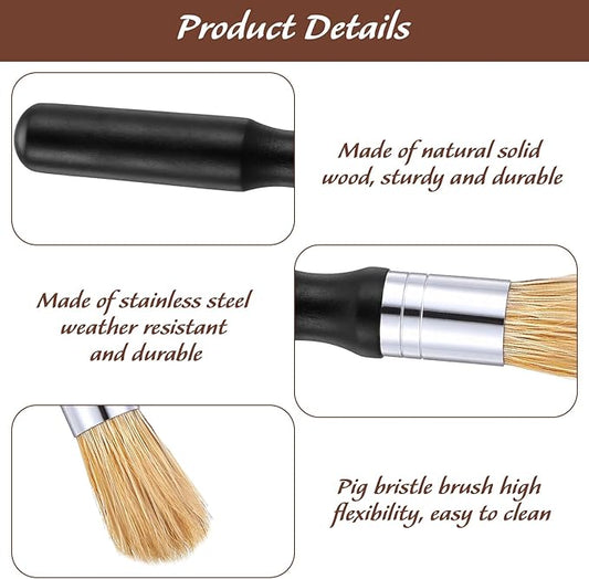 TIESOME 2Pcs Coffee Grinder Cleaning Brush with Wood Handle, Boar Bristles Espresso Machine Brush Cleaner Tool for Barista Home Kitchen Accessories
