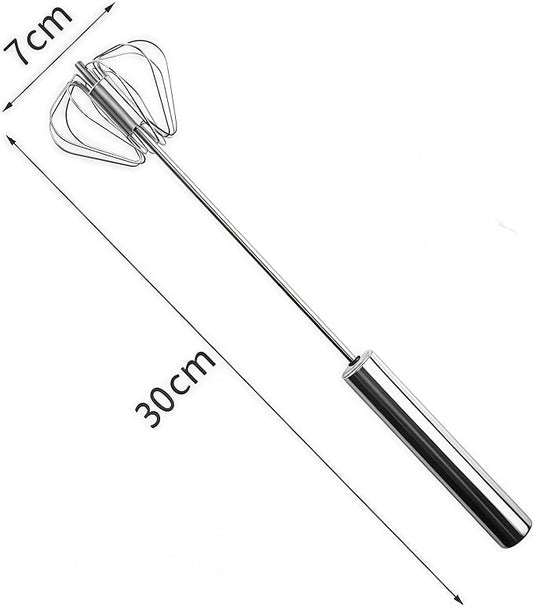 Stainless Steel Semi-Automatic Egg Beater, 2025 new hand push rotary mixer, Home Kitchen Manual Mixing Tool,used for making eggs, frothing, stirring, mixing, whipping, milkshakes, and more (7 * 27cm)