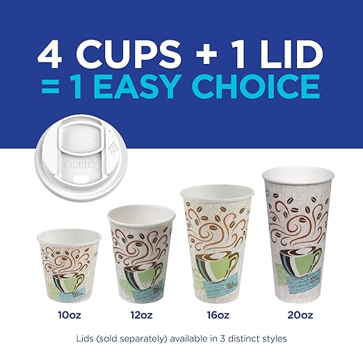 Dixie PerfecTouch 12 oz Paper Coffee Cups By GP PRO, Coffee Haze Design, 1000 Count (50 Disposable Cups Per Pack, 20 Packs Per Case), 5342CD