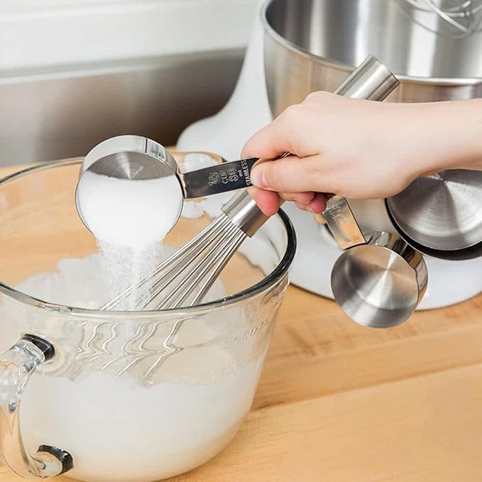 QAZXCDEW-Stainless Steel Measuring Cup 1/4 Cup Scoop Liquid Measuring Scoop For Dry And Liquid Ingredients Coffee Baking Cooking, Free Storage Hooks Dishwasher Safe-1SET