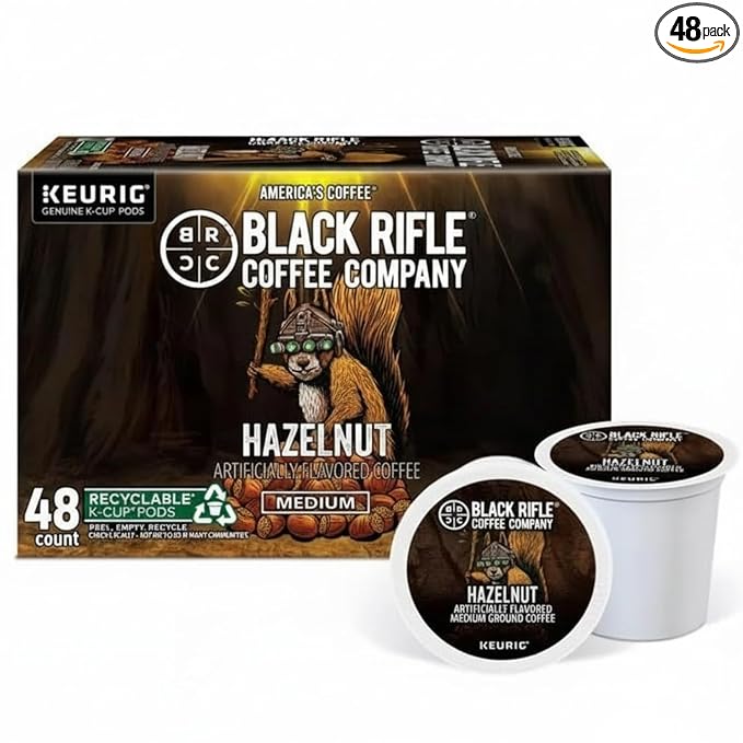 Black Rifle Coffee Company Hazelnut 48 Count K Cups - Hazelnut-Flavored Medium Roast Coffee - Single-Serve Coffee Pods