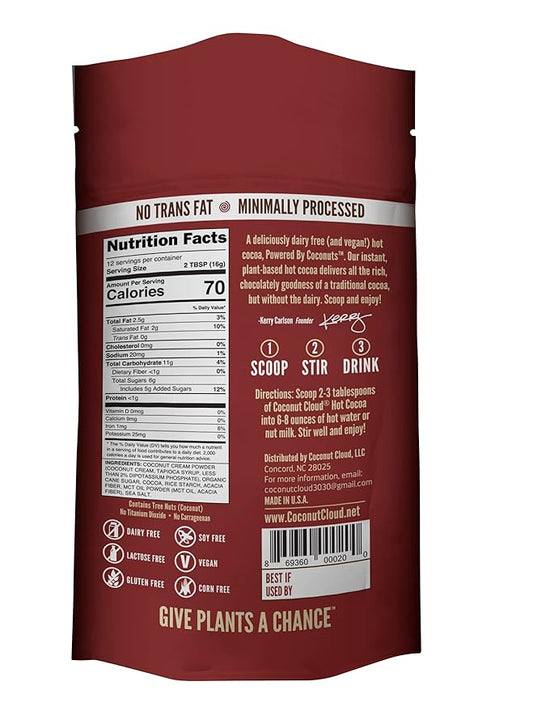 Coconut Cloud: Dairy-Free Instant Hot Cocoa Mix | Vegan, Natural, Delicious, Creamy Plant Based Chocolate (Made in Colorado from Premium Coconut Milk Powder), 7 oz