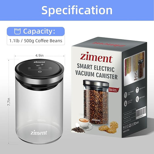 2 PCS 1.6L Automatic Vacuum Coffee Canister, Sealed Glass Food Storage Container for Coffee Beans, Tea Leaves, Nuts, Snacks, Pasta, Home Kitchen Food Storage, Gifts,17OZ