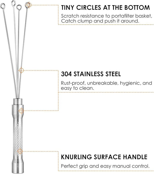 Espresso Coffee Stirrer, MATOW Stainless Steel Mini Whisk for Espresso Stirring Distribution – Professional Coffee Powder Stirring Tool