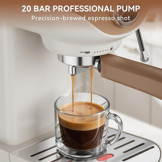 Espresso Machine 20 Bar, Compact Coffee Maker with Milk Frother Steam Wand Professional Espresso Coffee Machine with Removable Water Tank, Latte Cappuccino Machine for Home Office Use