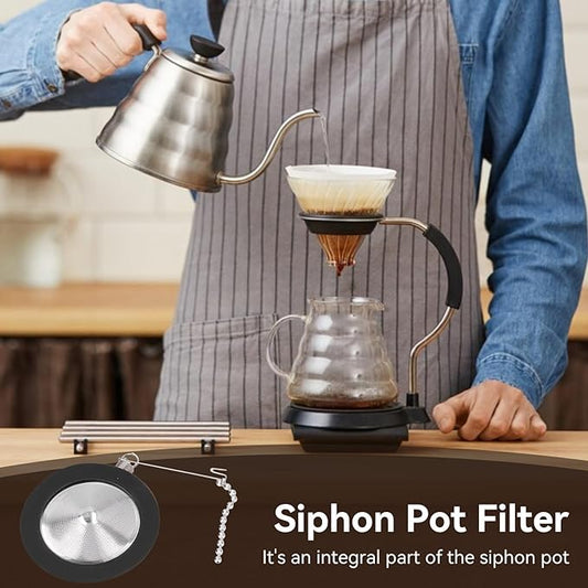 2Pcs Siphon Filter Coffee, Stainless Steel Siphon Coffee Filter Metal Reusable Siphon Coffee Maker Replacement for Coffee Maker