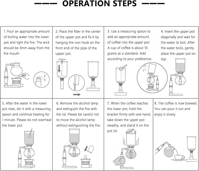 WANLWH Siphon Coffee Maker Stovetop, Vacuum Syphon Coffee Machine 5 Cups with Heat-Resistant Glass Carafe & Stainless Steel Filter, Ideal for Home Use, Coffee Enthusiasts, Gift for Coffee Lovers