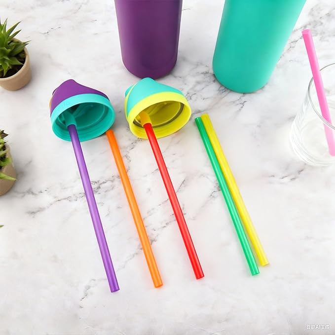 Replacement Straw for Owala Water Bottle 24 oz 32 oz, 6PCS Reusable Plastic Straws Compatible With Owala Water Bottle,BPA-FREE Straws and 1 Cleaner Brush
