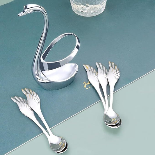 Stainless Steel Mini Coffee Espresso Spoon, Dessert Teaspoons Small Soup Spoons, Silver Cute Animals Coffee Spoon, 5.6 inch, Set of 4