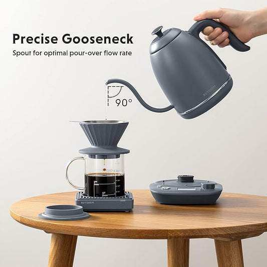 BUYDEEM K821 Electric Gooseneck Kettle with Variable Temperature Control, Pour Over Coffee Tea Kettle, Durable 18/8 Stainless Steel, Auto Keep Warm & Built in Brewing Timer, 0.8L
