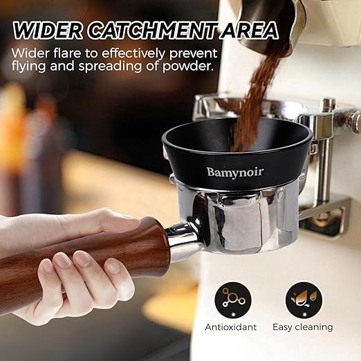 Bamynoir Magnetic 58mm dosing Funnel Compatible with protafilter,Espresso Coffee Dosing Ring - 20mm Anodized with 8 Neodymium (Black, 58mm)