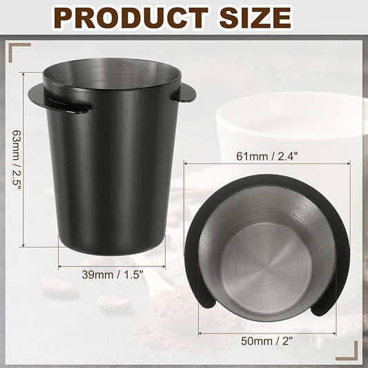 uxcell 51mm Coffee Grinder Powder Cup, Stainless Steel Espresso Coffee Powder Feeder, Espresso Coffee Machine Tools for Coffee Tamper (Black)