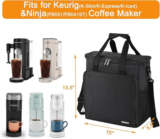 Travel Coffee Maker Carrying Bag Compatible with Keurig K-Slim/K-Express/K-Iced/Ninja PB051/PB041ST,Single Serve Coffee Maker Portable Storage Bag with Shoulder Strap(Patented Design)