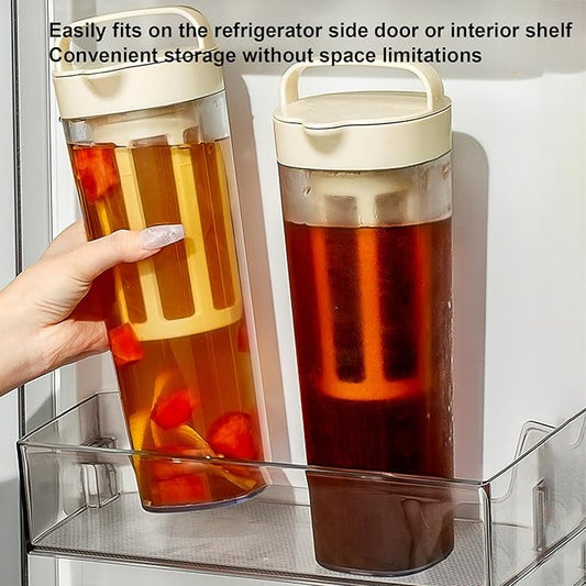 Iced Coffee Maker, Portable Refrigerator Water Bottle, Airtight Cold Brew Iced Coffee Maker Pitcher and Tea Infuser with Spout, Cold Brew Coffee Maker for Home, Cafe, Apartment, Dormitory (A)
