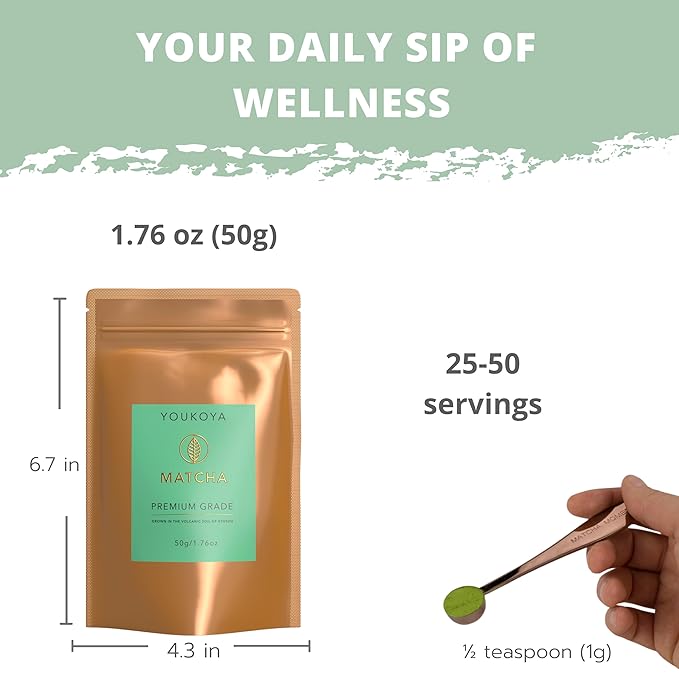 "Matcha Tea Powder, Authentic Japanese Unsweetened Pure Matcha, Premium Grade from Kagoshima Volcanic Soil, Green Tea Powder 1.06oz (30g)"