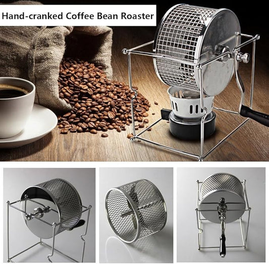 Coffee Roaster Machine for Home Use, Coffee Bean Roaster, Peanut Bean Roasting Machine with Stainless Steel Rollers with Handle, Small Roller Roaster for Coffee Lovers, DIY Enthusiasts
