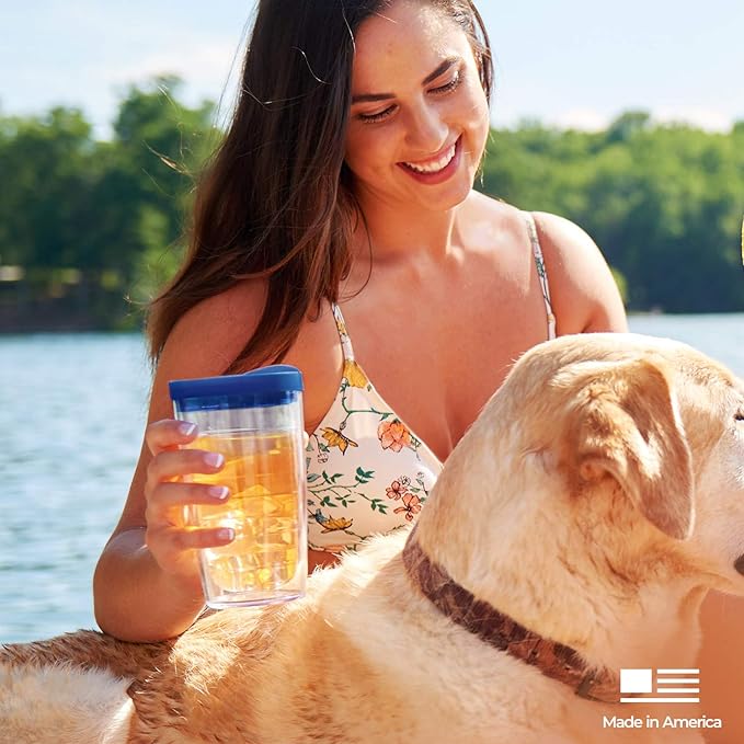 Tervis Clear & Colorful Tabletop Made in USA Double Walled Insulated Tumbler Travel Cup Keeps Drinks Cold & Hot, 16oz - 4pk, Red