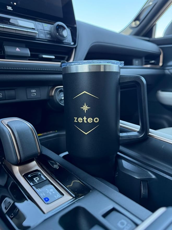 ZETEO 40 oz Tumbler with Handle and Straw – Stainless Steel Vacuum Insulated Travel Mug with Lid – BPA-Free, Reusable, Fits in Cup Holder