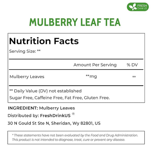 FreshDrinkUS, Permium 16oz Mulberry Leaves, 100% Natural & Pure from Mulberry Leaves, Loose Leaf Herbal Tea, No Additives, No Caffeine, Vegan