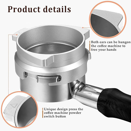 YFWOOD 54mm Dosing Funnel and Puck Screen Set, Lightweight Aluminum Espresso Funnel, for Breville Barista Portafilters,Hands-Free Coffee Accessrioes, Silver