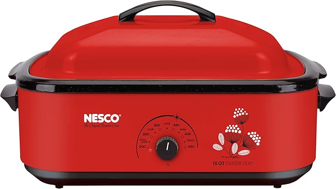NESCO , Classic Roaster Oven with Porcelain Cookwell, Red, 18 quart, 1425 watts