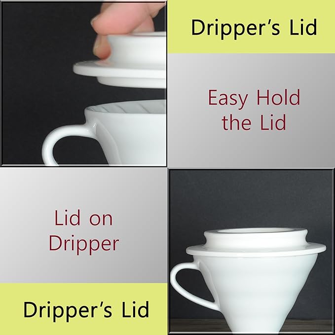 Pour Over Coffee Dripper Set V60#2 Ceramic Dripper + Dripping Tray (Dripping Tray)