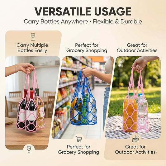 Multifunctional Mesh Coaster,Multifunctional Mesh Cup Coaster,Multi-Use Silicone Storage Bag&Organizer,Wine Holder Handheld Bottle Mesh Coaster Silicone Mat Mesh Design (Dark Green)