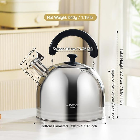 Whistling Tea Kettle, 3.17 Quart/3L Stainless Steel Tea Pot, Stove Top Tea Kettle,Induction Teakettle with Anti-Heat Handle (Mirror Polish)