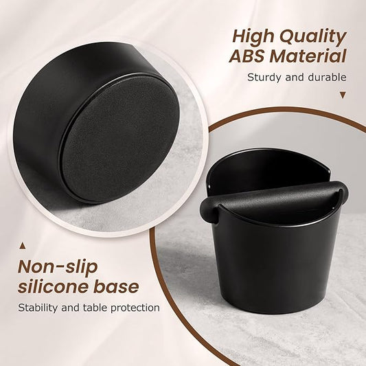 VEVOK CHEF Espresso Knock Box Coffee Knock Box Espresso Bucket Knock Coffee Ground Dump Bin with Removable Knock Bar Trash Can Non-Slip Base