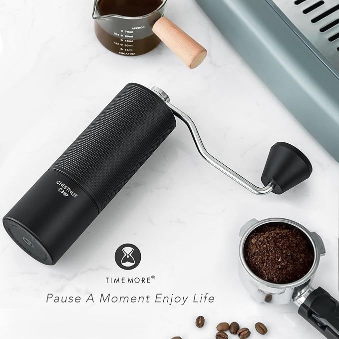 Chestnut C3 ESP Manual Coffee Grinder TIMEMORE, Hand Coffee Grinder with Internal Adjustable Grind Setting, Stainless Steel S2C Conical Burr Coffee Grinder, for Espresso to French Press - Black