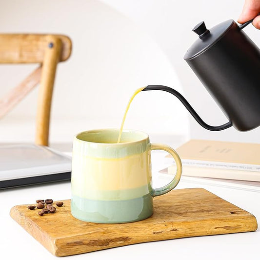 Mkour 20oz Large Ceramic Coffee Mugs, Handmade Cup, Big Tea Cups with Large Handle for Office and Home, Microwave and Dishwasher Safe (Grayish Blue)