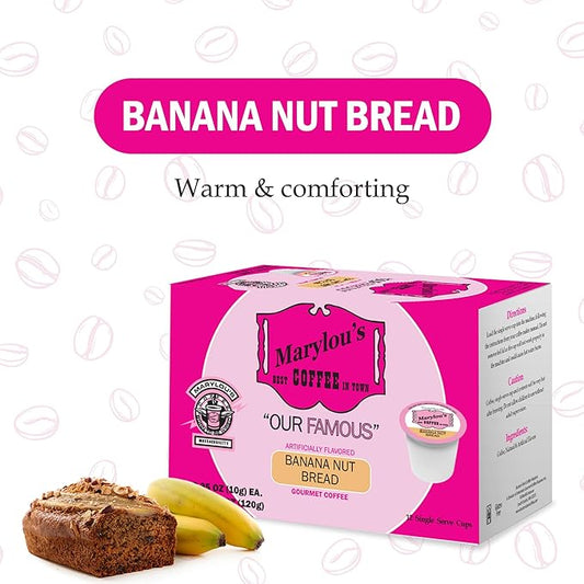 Marylou’s Coffee – Banana Nut Bread Flavored Gourmet Coffee – Single Serve Coffee Pods, Compatible with Keurig Brewers – 12 Pods