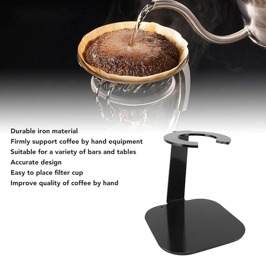 LOCADENCE Pour Over Coffee Station, Portable Metal Coffee Dripper Stand, Pour Over Filter Holder for Home Kitchen Bars Tables Espresso Maker (Black)