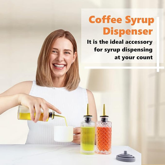 Syrup Dispenser Bottles Set 3 Packs 5 OZ Simple Small Syrup Bottles Set with Upgrade Metal Pour Spout SC057 (3 Pack)