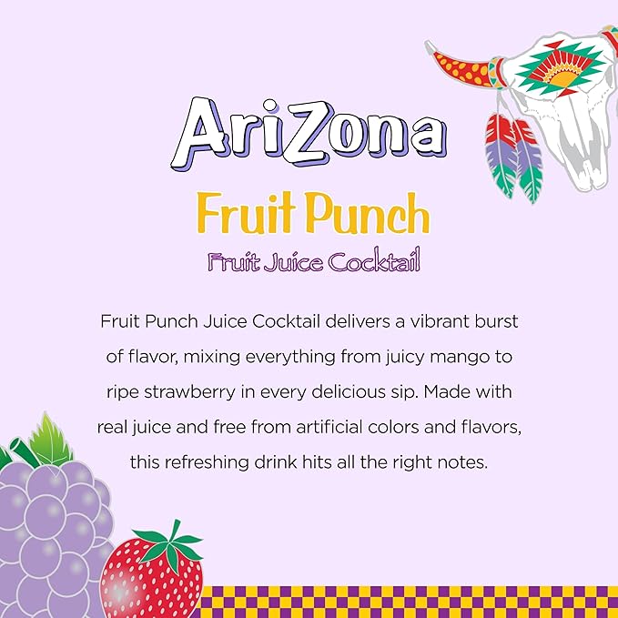 AriZona Fruit Punch, Fruit Juice Cocktail - Big Can, 22 Fl Oz (Pack of 12)