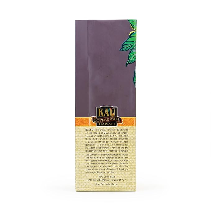 Ka'u Coffee Mill Natural Dark Roast Whole Bean Coffee - Fruit, Spice, Cocoa & Molasses Notes - Handpicked & Naturally Processed Hawaii Grown Arabica Beans - Gourmet Premium Small Batch - 8oz