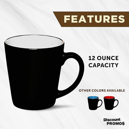 DISCOUNT PROMOS Ceramic Coffee Latte Mugs 12 oz. Set of 10, Bulk Pack - Perfect for Coffee, Tea, Espresso, Hot Cocoa, Other Beverages - White