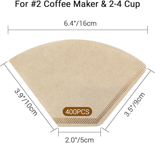 Segarty #2 Cone Coffee Filters 400 Count | Natural Brown Paper | Pour Over & Drip Coffee Makers