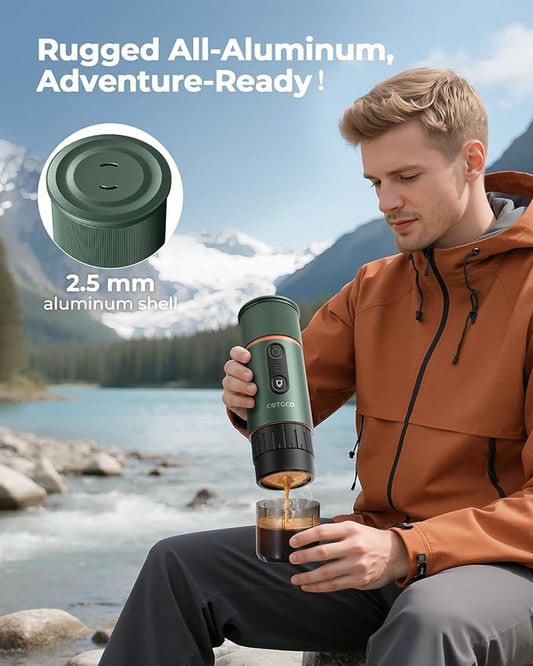 Portable Espresso Coffee Maker, Travel Coffee Maker for Camping, 20 Bar Self‑Heating Rechargeable with USB-C, with NS Capsule for Car/Travel/Camping
