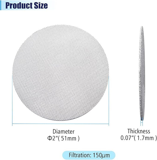 2pcs Espresso Puck Screen 1.7mm Thickness Reusable Barista Stainless Steel Coffee Filter Mesh Plate for Coffee Portafilter Filter Basket (51mm, 150μm)