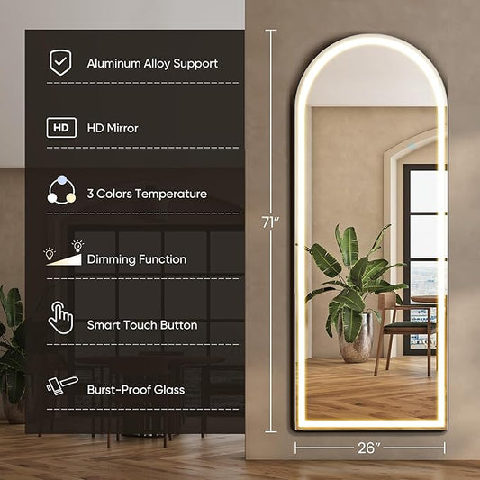 NEWBULIG Full Length Mirror, Upgraded Body Wall Mirrors with Shatter-Proof Glass, Floor Standing Mirror, Home Wall Decor