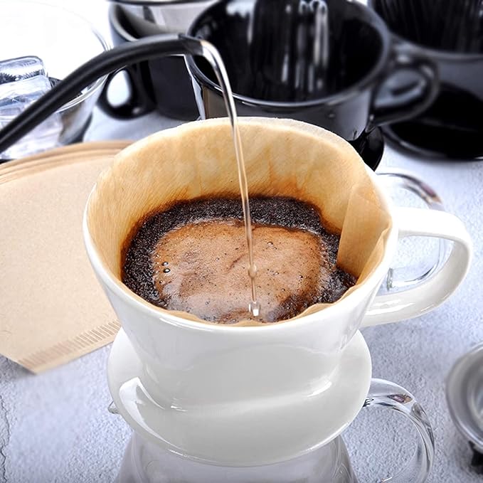 KEETARA Cone Coffee Filters #2, Unbleached Natural Paper, 2–4 Cup Coffee Filter (100 Count) – Disposable & No Blowout for Pour Over Coffee Maker and Dripper