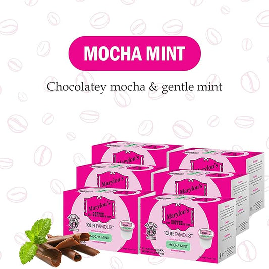 Marylou's Mocha Mint Flavored Gourmet Coffee - Dark Roast, K-Cup Pods, 72 Count